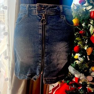 Cute winter denim skirt